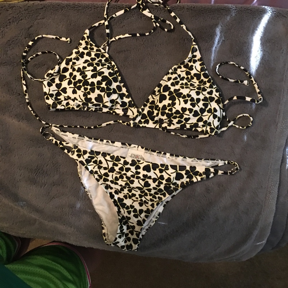 Roxy DVF Collab Black and White Floral Wrap Bikini